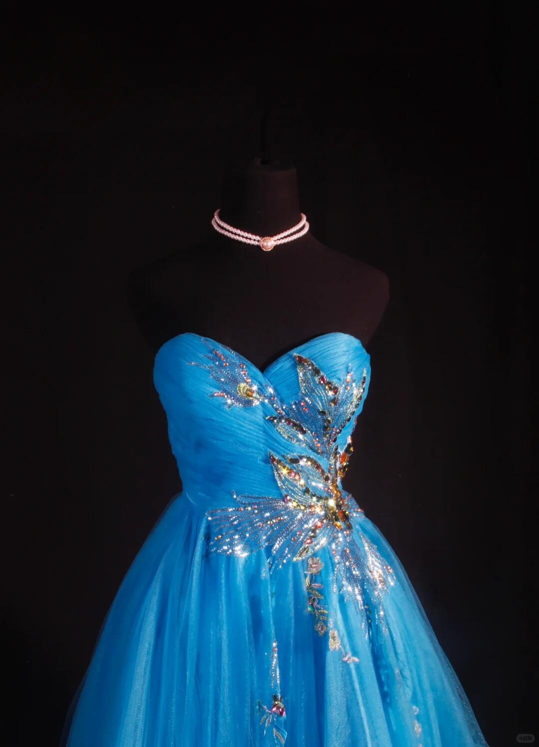 Elegant Blue Strapless Tulle Sequin Beaded Short Homecoming Dress,Mini Birthday Dress SP2834