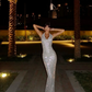 Glitter Silver Halter Sequin Mermaid Long Party Dress Formal Wedding Guest Dress SP1374