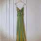 Elegant Green Spaghetti Straps Satin Mermaid Long Party Dress Formal Wedding Guest Dress SP1980