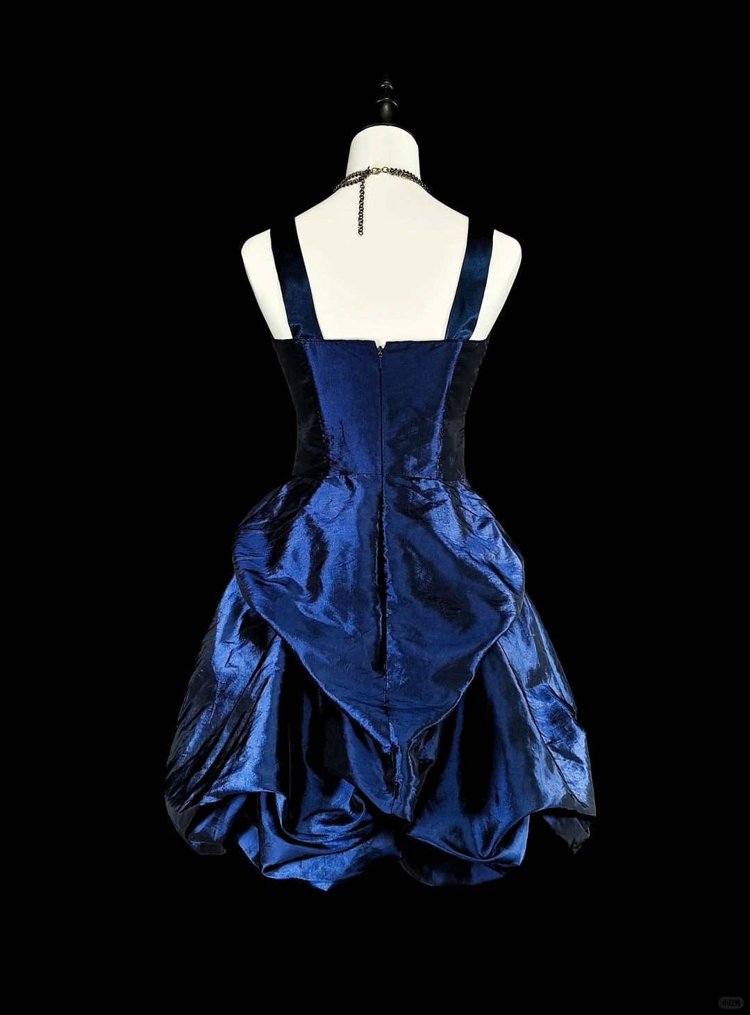 Stylish Spaghetti Straps Blue Satin Pleated A Line Short 8th Grade Homecoming Dress Cocktail Dress SP3391