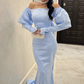 Classy Blue Mermaid Prom Dress,Reception Dress,Wedding Guest Dress Y4394