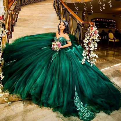 Dark Green Quinceanera Dress Sweet 16 Dress Sequined Beaded Dress Ball Simplepromdress Dark Green Quinceanera Dress Sweet 16 Dress Sequined Beaded Dress Ball Simplepromdress
