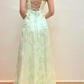 Pretty Green Spaghetti Straps Tulle Sequins A Line Party Prom Dress Y8141