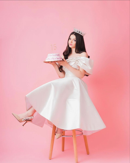 Cute White Off The Shoulder Satin Birthday Party Dress Sweet 15 Dress Simplepromdress Cute White Off The Shoulder Satin Birthday Party Dress Sweet 15 Dress Simplepromdress