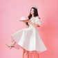 Off The Shoulder Satin Birthday Party Dress Sweet 15 Dress Short Prom Dress Y2583