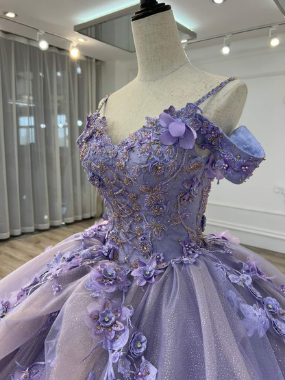 purple and silver sweet 16 dresses Pretty Lilac Quinceanera Dresses, Sweet 16 Dress , Ball Gown With Appl DSProm