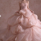 Pretty Pink Strapless Organza Appliques Long  Wedding Dress SP730