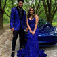 Glitter Royal Blue Mermaid Prom Dress,Royal Blue Evening Dress Y5629