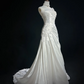 Pretty White One Shoulder Satin Pleated Appliques Mermaid Long Wedding Dress SP1284