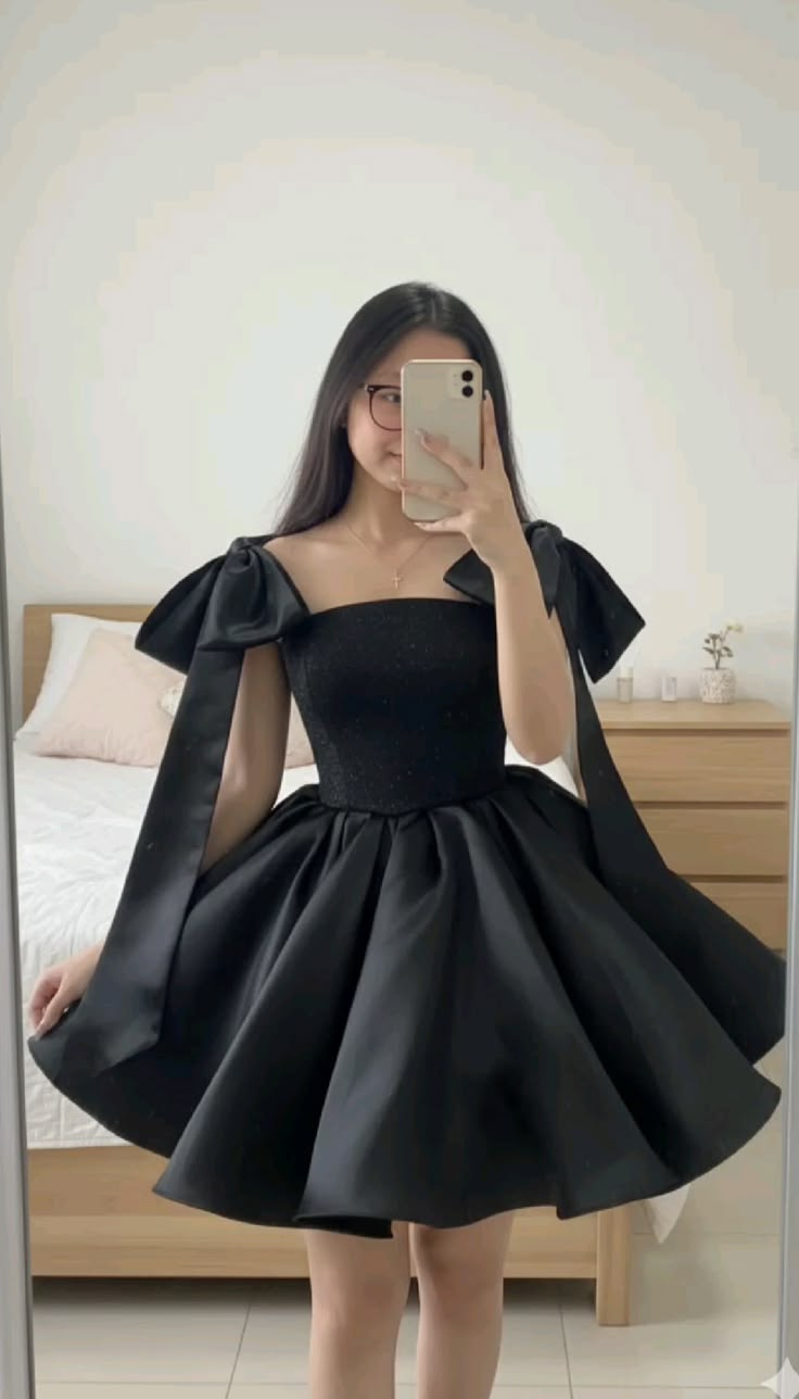 Chic Black A-line Homecoming Dress,Black Cocktail Dress Y6522