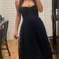 Classy Spaghetti Straps Pleated Tulle Green Midi Prom Dress A Line  Evening Dress Y8452