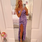 Elegant Purple Strapless Sheath Prom Dress With Split  Y7004