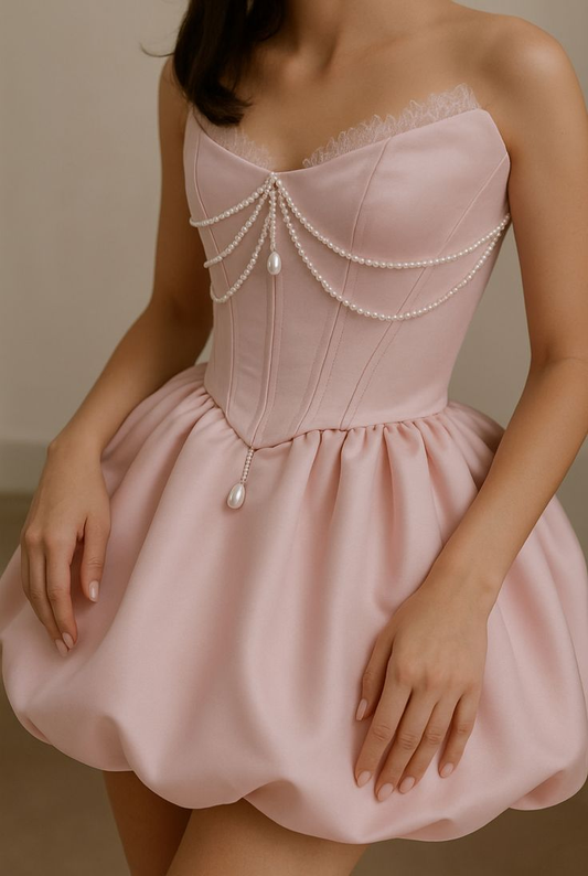 Cute Pink Satin A Line Short Birthday Outfits Formal Homecoming Dress Y9753