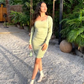 Cute Sage Green Short Homecoming Dress with Long Sleeves,Sexy Party Dress  Y1913