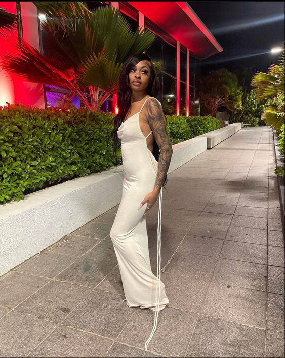 Women Spaghetti Strap Backless Bodycon Dress,White Evening Dress  Y1947