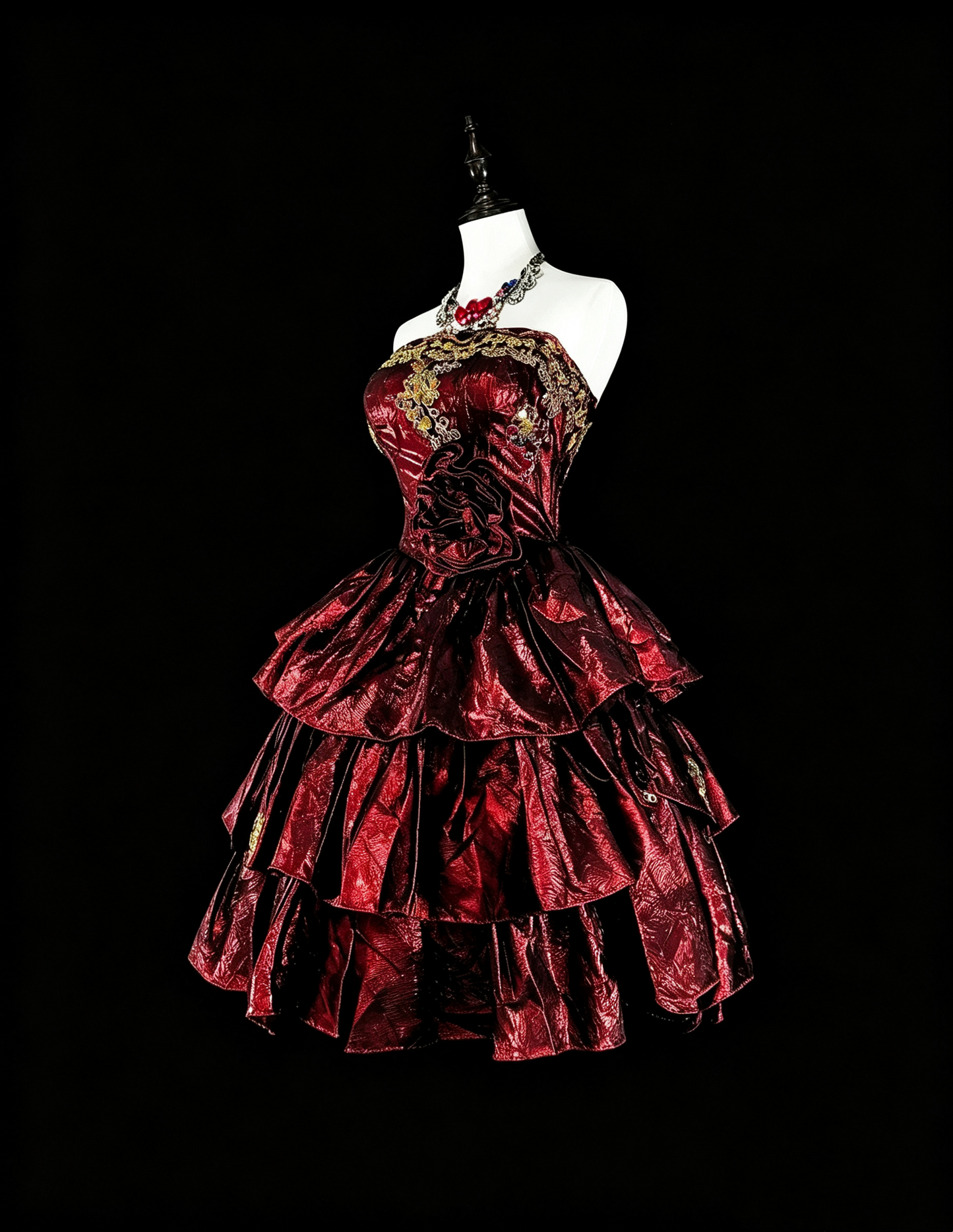 Retro Burgundy Satin Appliques Layered A Line Short Graduation Homecoming Dress,Strapless Mini Birthday Dress SP3393