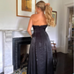 Simple Black Strapless A Line Evening Dress Long Prom Dress Y8303