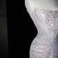 Sparkly Lilac Tulle Beaded Prom Dress,Strapless Mermaid Evening Dress Y8664