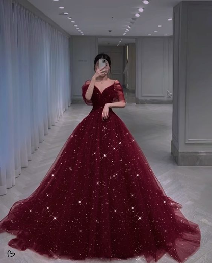 Chic Burgundy A-line Tulle Prom Dress,Fairy Dress Y6024 Simplepromdress Chic Burgundy A-line Tulle Prom Dress,Fairy Dress Y6024 Simplepromdress