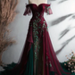 Elegant Off The Shoulder Tulle Prom Dress,Vintage Prom Gown  Y4569