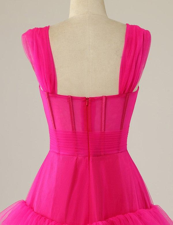 Hot Pink Sweetheart Multi Layers Tulle Prom Dresses Formal Dresses Y1829
