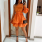 Orange One Sleeve A-line Homecoming Dress  Y2771