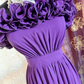 Classy Purple Ruffles Strapless Chiffon Long Prom Dress Evening Gown SP1895
