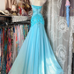Classy Blue Chiffon Beaded Mermaid Long Party Dress Formal Birthday Prom Dress SP1711