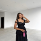 Generous Black A-line Prom Dress,Black Graduation Dress Y4693