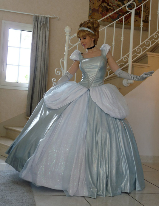 Cute Blue Tulle Sequin Satin Ball Gown Princess Sweet 16 Dress Quinceanera Dress SP1228