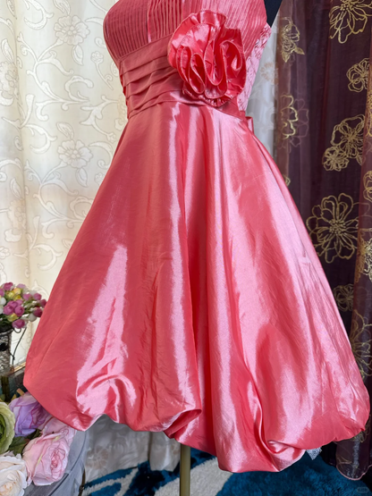 Pretty Pink Spaghetti Straps Satin A Line Short Prom Dress Homecoming Dress SP81