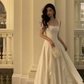 Square Neck White Asymmetric A-Line Long Evening Dress Y2786