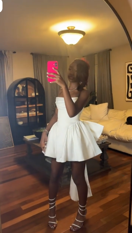 Cute Strapless White Satin A Line Short 6th Grade Homecoming Dress Cocktail Dress With Bow SP2493