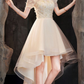 Champagne tulle high low prom dress champagne formal dress Y1937