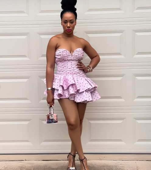 Bohemian Mini Dress,Pink Dot Short Homecoming Dress,Pink Tiered Dress Y2001
