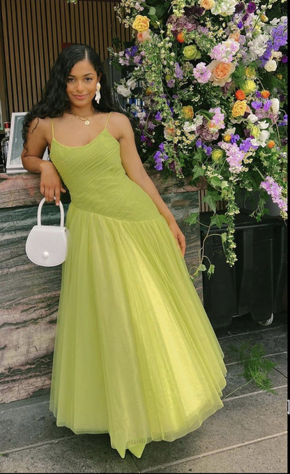Vintage Green Tulle Muslim Evening Dress Women A Line Pleated Formal P Simplepromdress Vintage Green Tulle Muslim Evening Dress Women A Line Pleated Formal P Simplepromdress