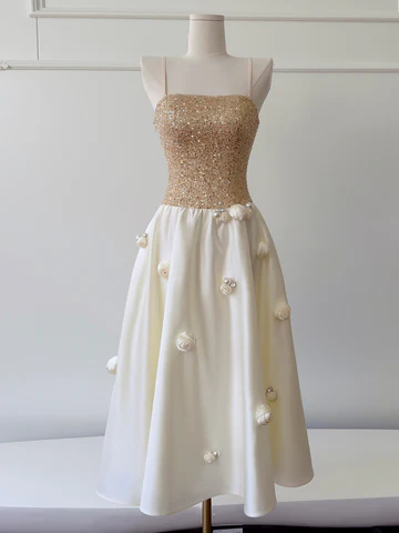 Sparkling Gold Sequins Homecoming Dress Spaghetti Straps Mini Party Dress Y8821