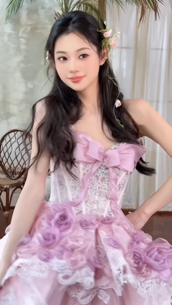 Pretty Pink Strapless Tulle Lace Appliques Long Evening Dress Birthday Prom Gown With Beads SP1661