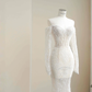Romantic White Lace Appliques Tulle Sequin Mermaid Prom Dress Off Shoulder Evening Dress Y8663