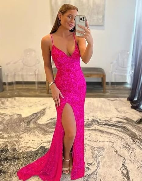 Elegant Pink Mermaid Prom Dress,Pink Evening Dress Y7386