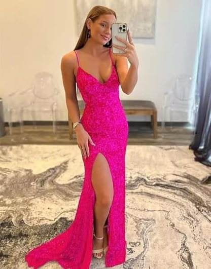 Elegant Pink Mermaid Prom Dress,Pink Evening Dress Y7386