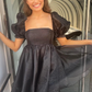 Pink Square Neck Balloon Sleeves A-Line Homecoming Dress,Y2434