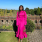 Elegant Long Party Dress for Women, Long Sleeve Evening Dress with Hem Flounce Y4793