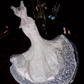 Pretty White Sleeveless Tulle Lace Appliques Mermaid Long Wedding Dress Bridal Dress SP754