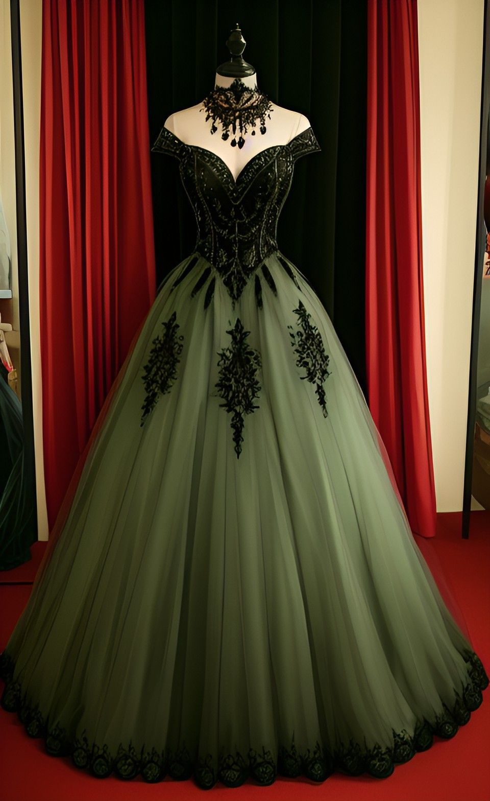 Gothic A-line Tulle Prom Dress,Chic Formal Gown Y4470