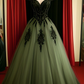 Gothic A-line Tulle Prom Dress,Chic Formal Gown Y4470
