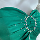 Vintage Green Strapless Satin Beaded Short Homecoming Dress Birthday Outfits With Appliques SP1458
