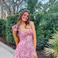 Summer Pink Floral Print Dress,Trendy Homecoming Dress Y2747