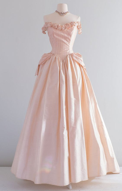Retro Pink A-line Prom Dress,Pink Prom Gown Y2362
