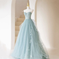 Cute Tulle Lace Long Prom Dress A Line Evening Dress Y5832